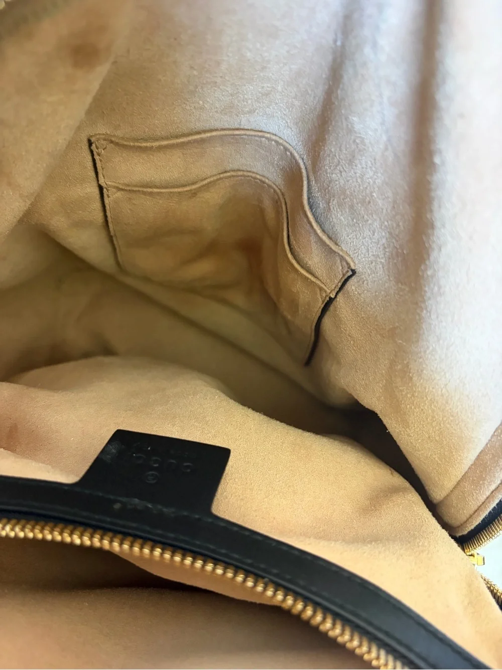 Gucci Beige Brown GG Supreme Bee Print Mini Backpack with Black Trim